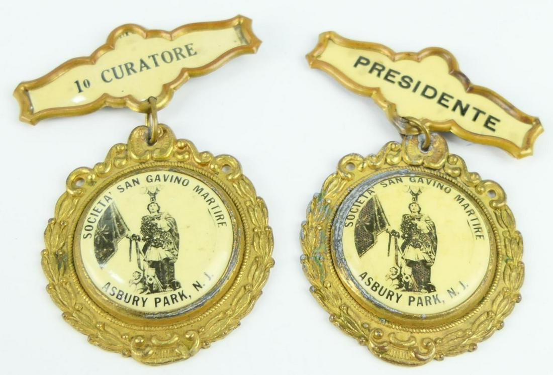 2 ANTIQUE SAINT GAVINO MARTYR SOCIETY BADGE MEDALS (1 of 3)
