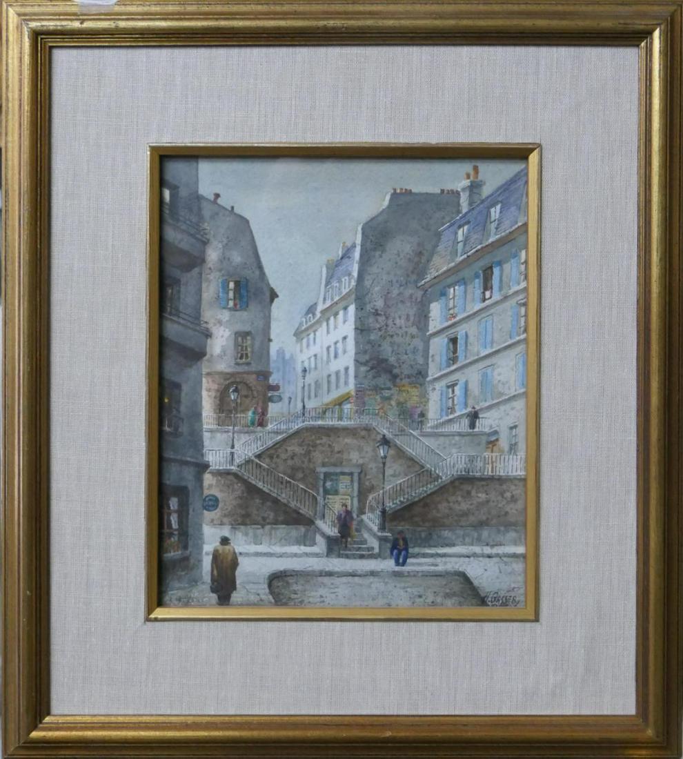 HENRY GASSER (NJ 1909-1981 ) WATERCOLOR OF PARIS: Painter, lecturer, teacher, illustrator and author, Henry Gasser was born in Newark, New Jersey on Oct. 31,1909. He lived, studied and worked in New Jersey for his entire life. A Master at watercolor 