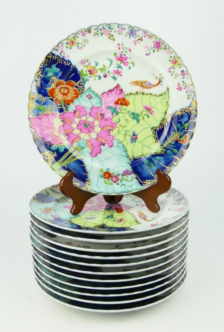 (12) MOTTAHEDEH "Tobacco Leaf" PORCELAIN 9" PLATES: (12) MOTTAHEDEH "Tobacco Leaf" PORCELAIN 9" PLATES