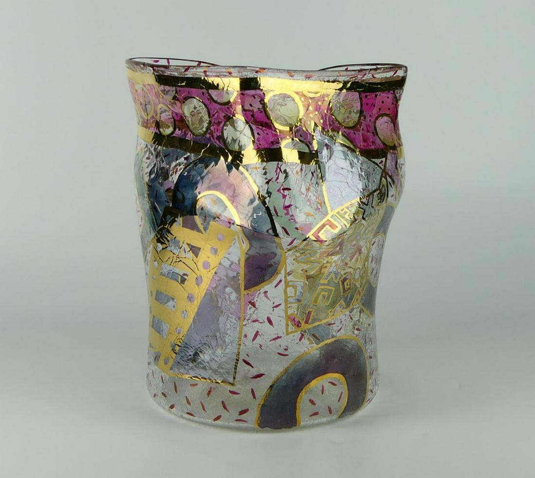 ANTHONY CORRADETTI FUNKY ART GLASS VASE: Anthony Corradetti moved his thriving glassblowing business to Clipper Mill in 2005 after an already accomplished career spanning 30 years. His works are included in many private, corporate and museum