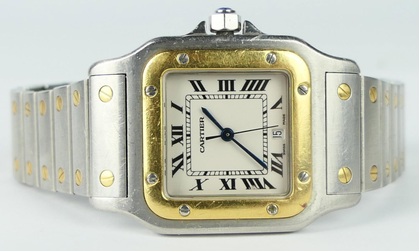 CARTIER SANTOS 18K GOLD STAINLESS WRISTWATCH (1 of 6)