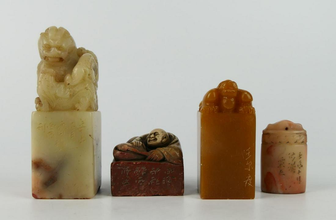 4 CHINESE VARYING STONE CHOP SEALS PROFESSOR WU (1 of 6)