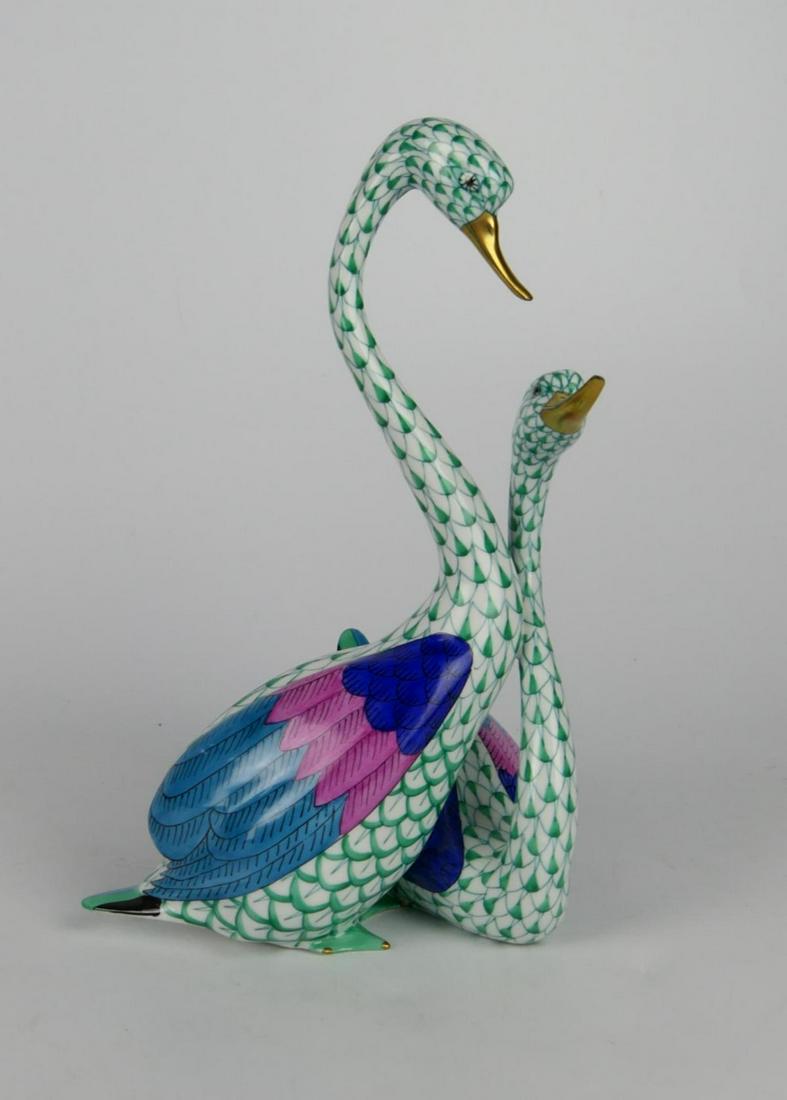 LARGE HEREND DOUBLE SWAN FISH NET GROUPING (1 of 4)