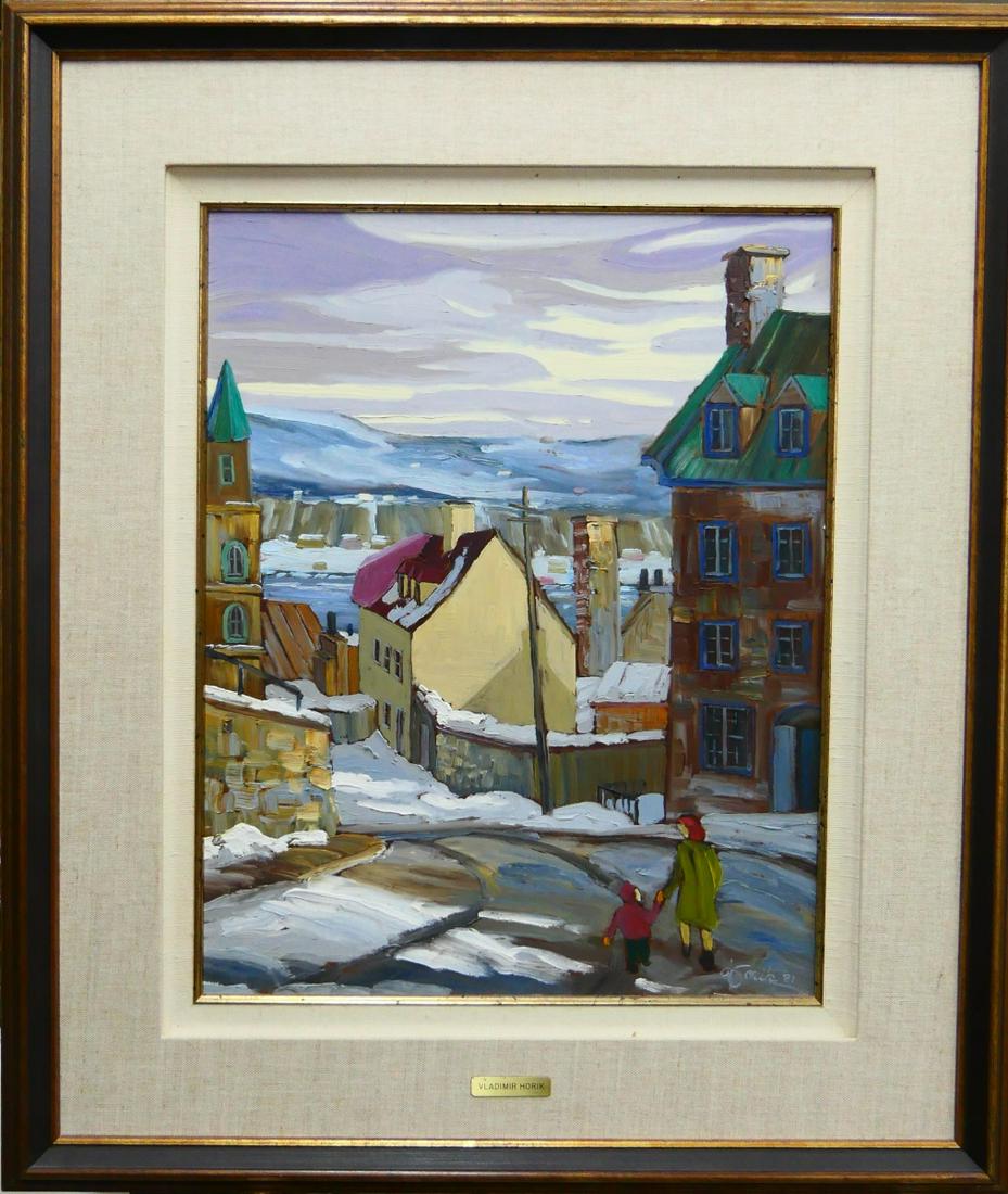VLADIMIR HORIK (CANADA b1939) TOWNSCAPE OIL/BOARD (1 of 9)