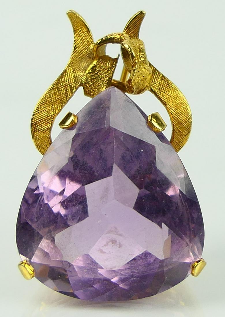 14 KT YELLOW GOLD AND 6 CT AMETHYST PENDANT (1 of 3)
