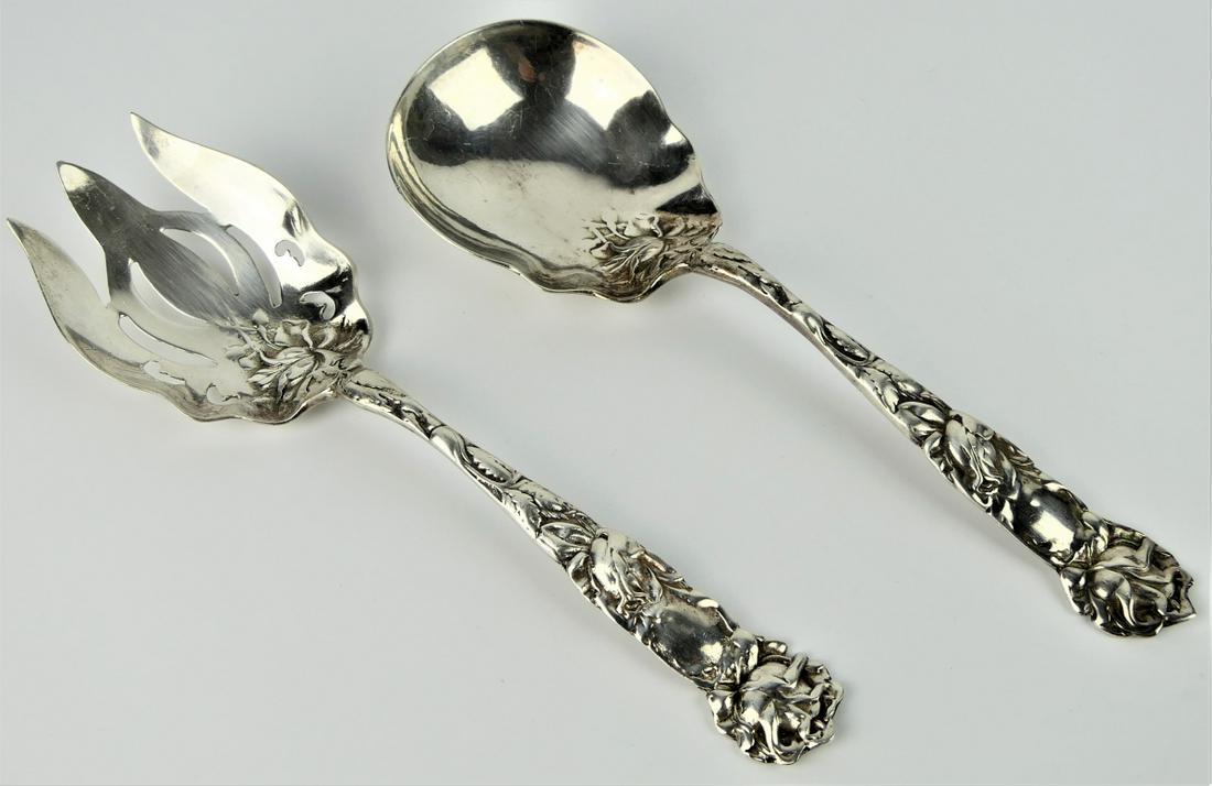 HEAVY STERLING SILVER SALAD SERVING SET (1 of 7)