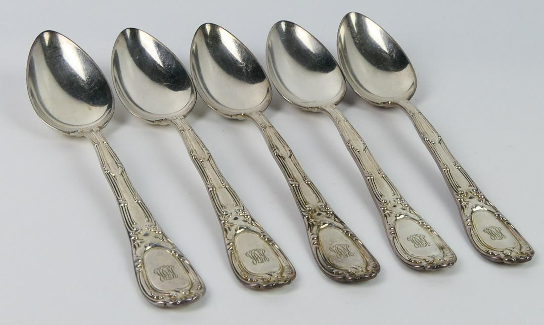 TIFFANY "0LD FRENCH" STERLING 1899 5 PIECE SERVING (1 of 2)