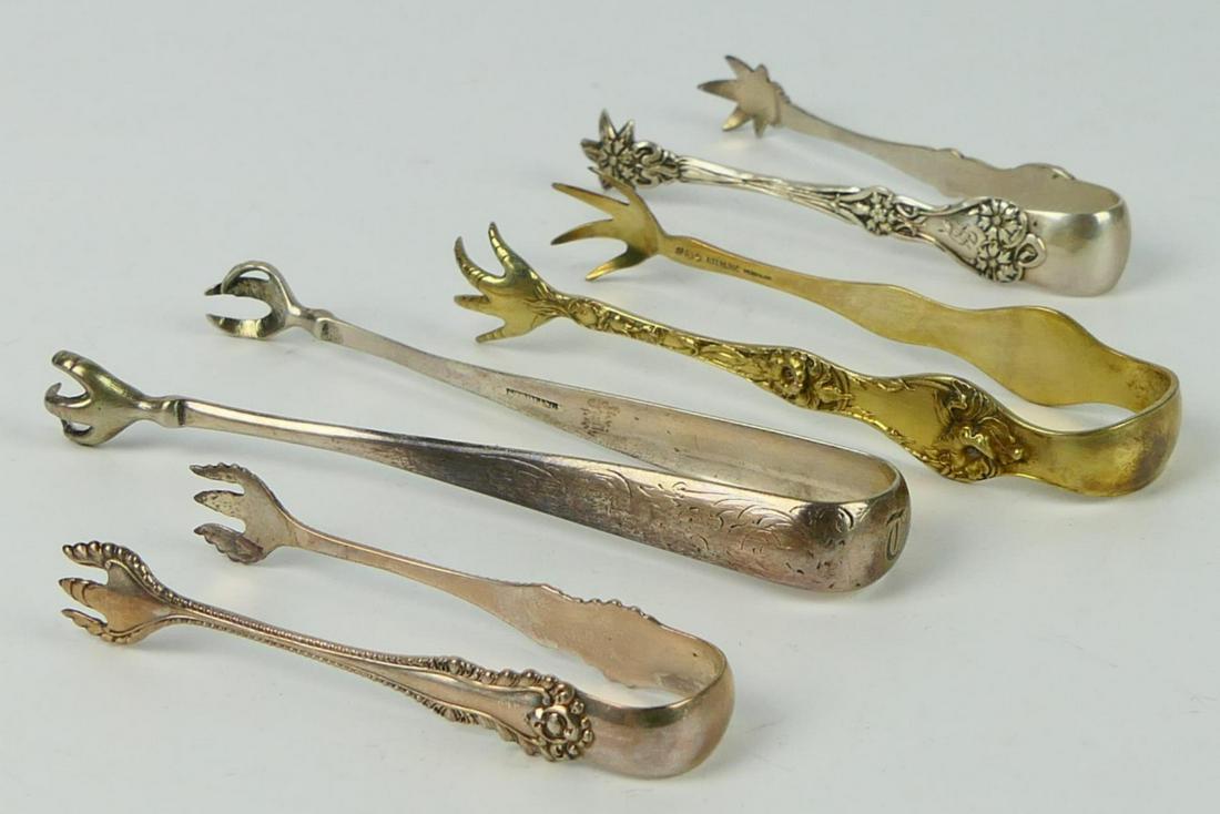 LOT OF (4) VINTAGE STERLING SILVER SUGAR TONGS (1 of 5)