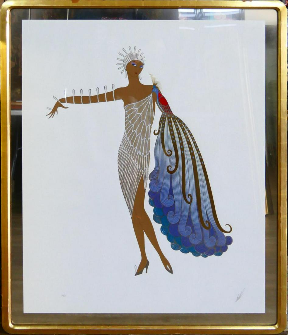 ERTE DIVA II PEACOCK LADY SIGNED EMBOSS SERIGRAPH (1 of 6)