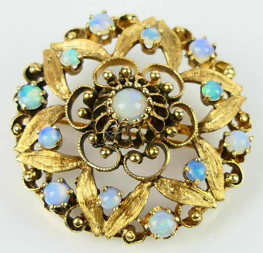 ANTIQUE 10KT YELLOW GOLD AND OPAL PIN (1 of 4)