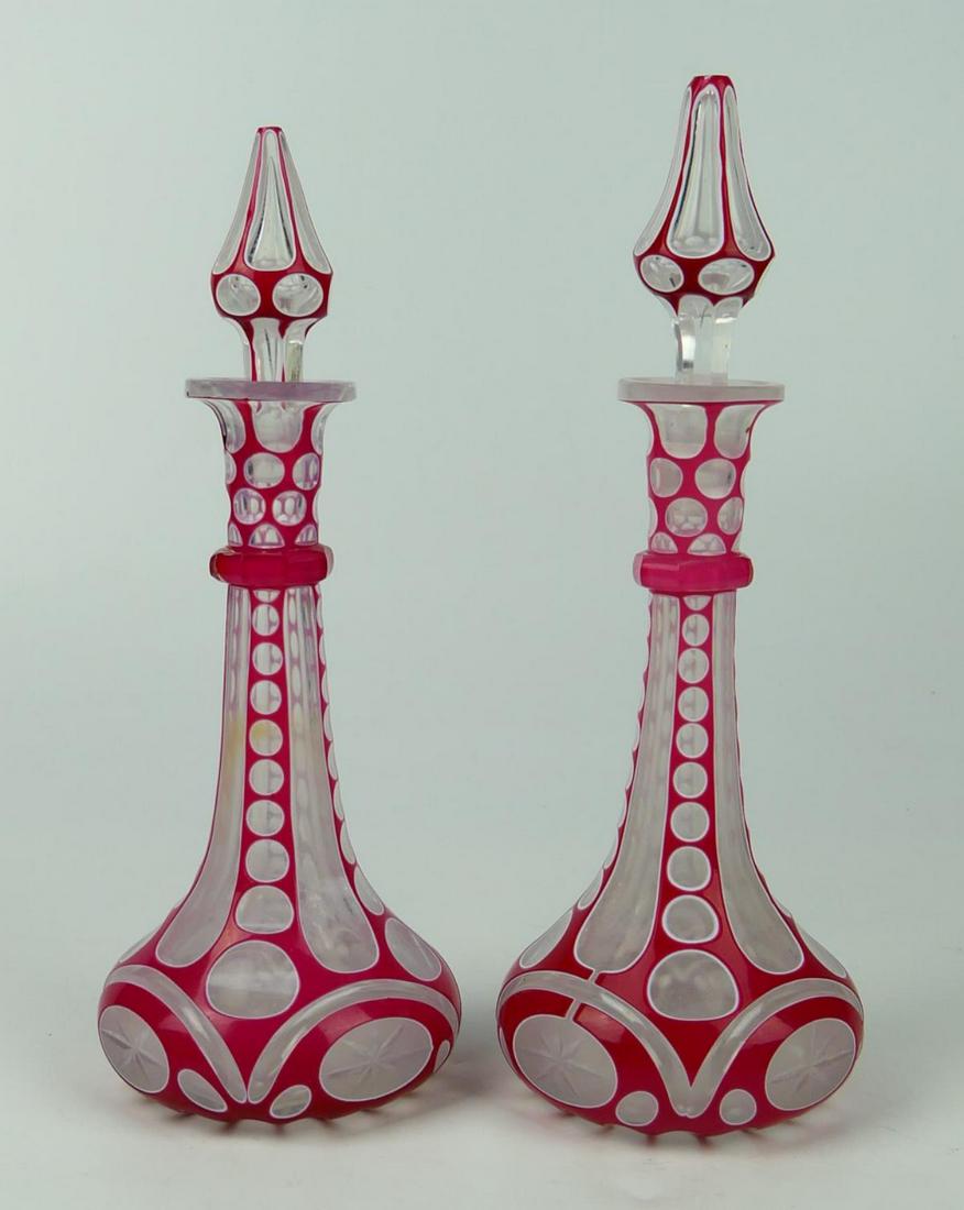 PAIR OF 19TH C SANDWHICH GLASS COLOGNE BOTTLES (1 of 9)