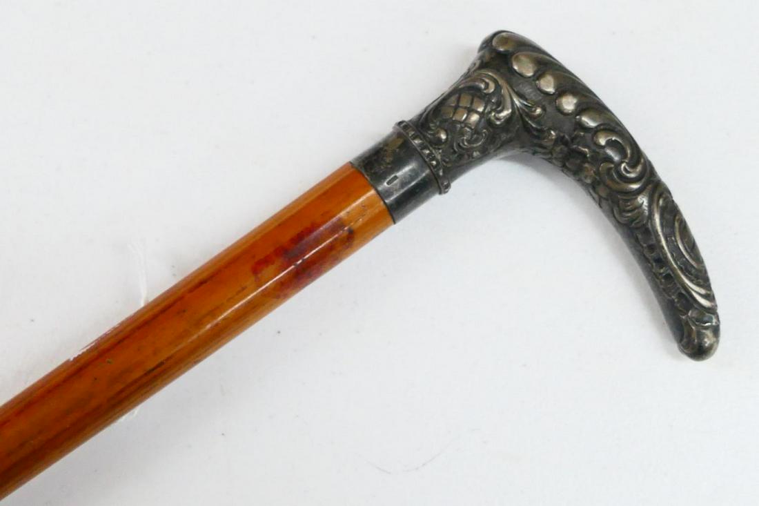 ANTIQUE STERLING HANDLED ORNATE WALKING STICK (1 of 6)