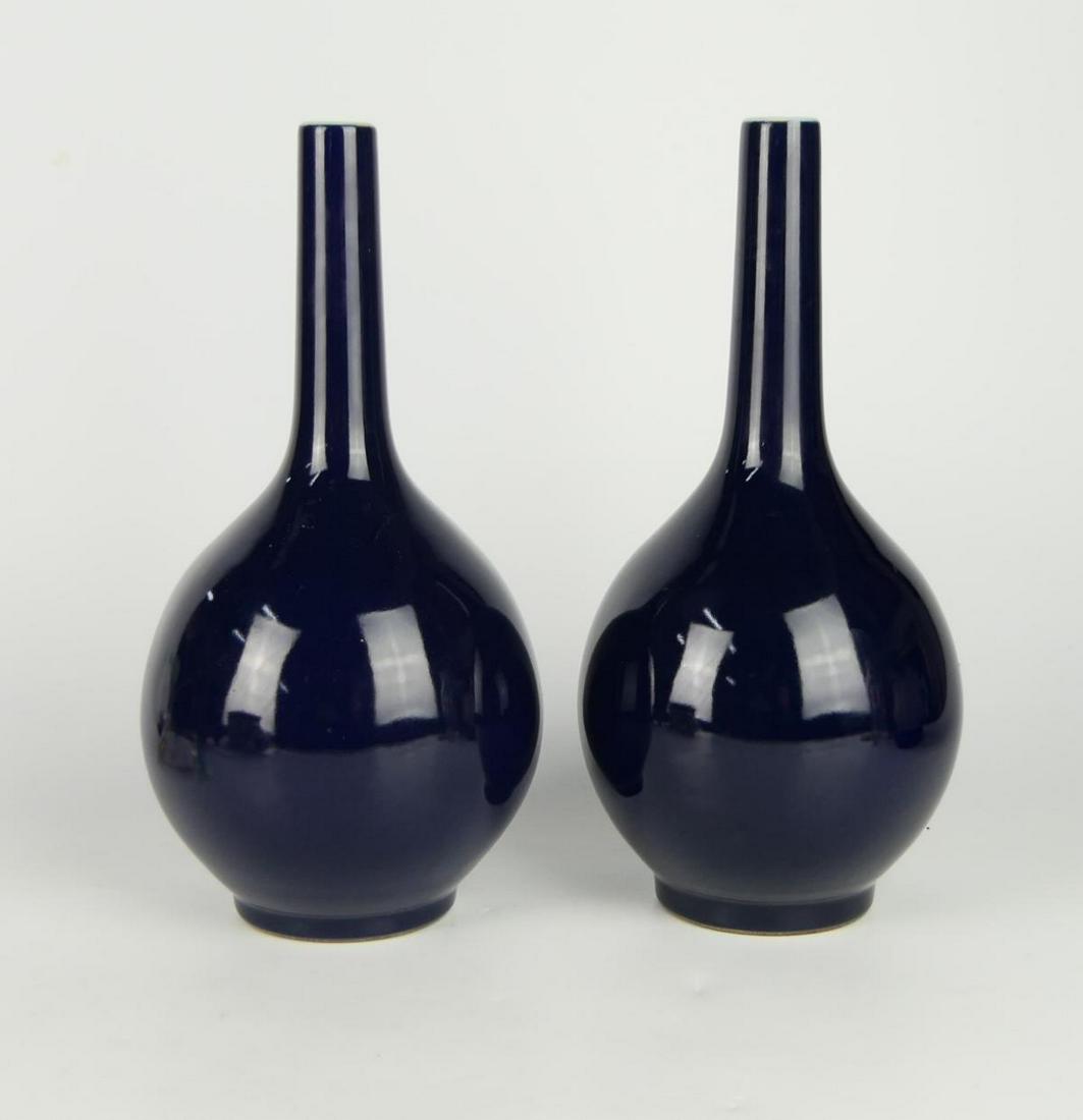PR CHINESE BLUE GLAZE PORCELAIN BOTTLE VASES (1 of 7)