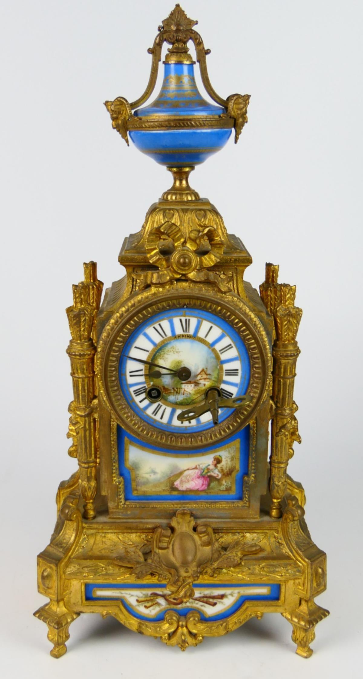 LATE 19TH CENTURY FRENCH BRONZE & SEVRES CLOCK (1 of 7)