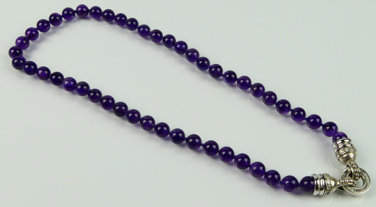 JUDITH RIPKA AMETHYST & STERLING SIGNED CHOKER: Measures 16" long, signed
