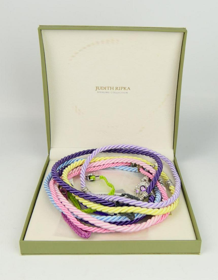 JUDITH RIPKA 7 ROPE CHOKERS 4 ROPE BRACELETS: All with silver clasps and signed