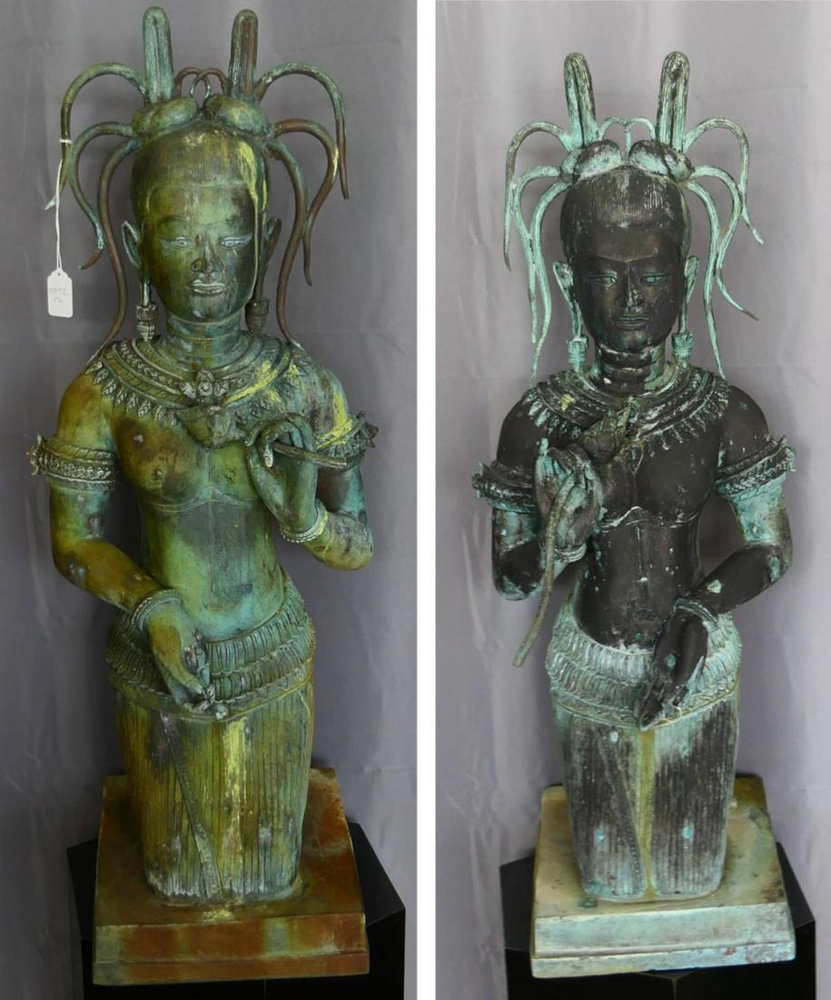 Pr LARGE CHINESE BRONZE KNEELING QUAN YIN SCULPTUR (1 of 8)