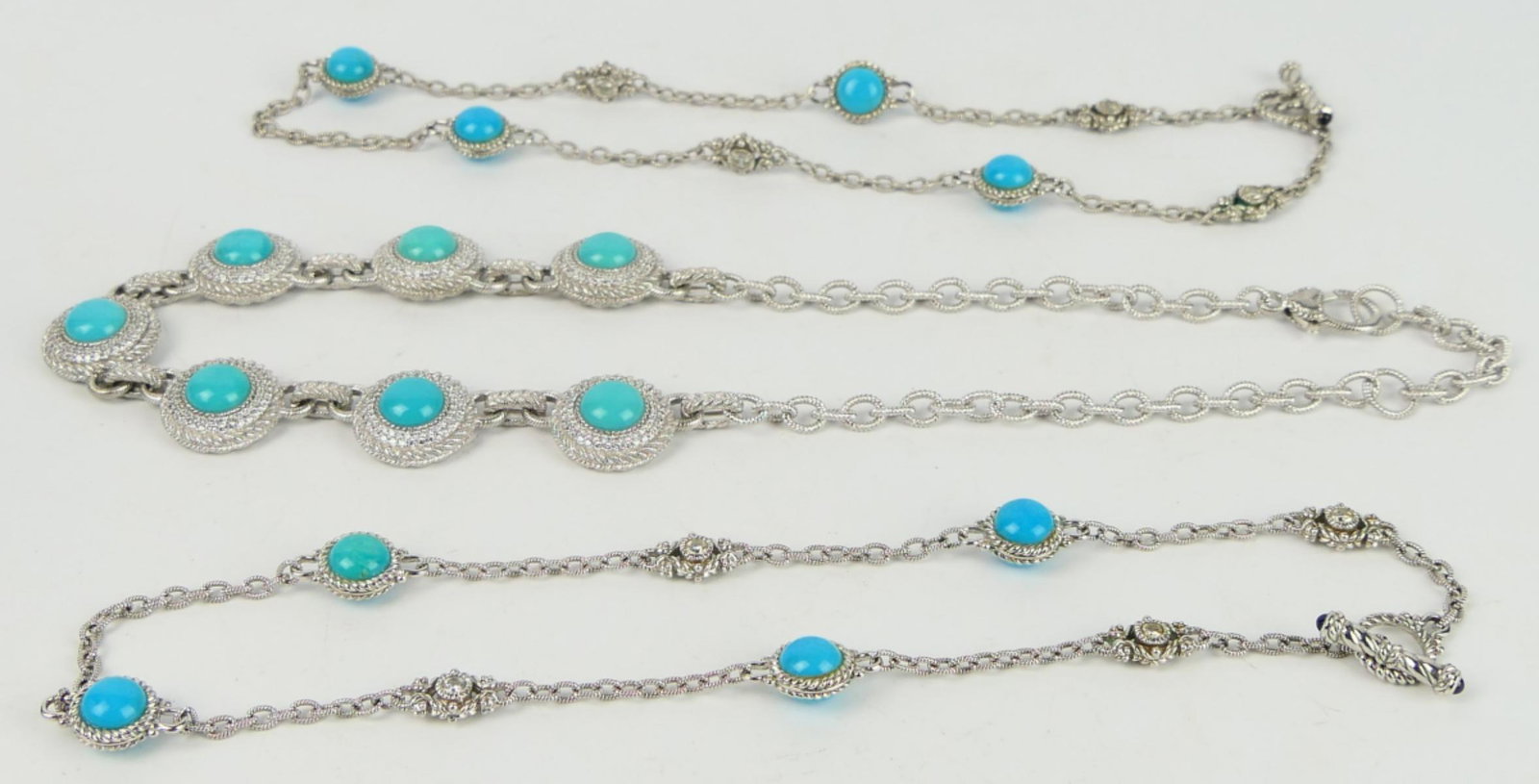 JUDITH RIPKA 3 HEAVY STERLING & TURQUOISE NECKLACE (1 of 5)
