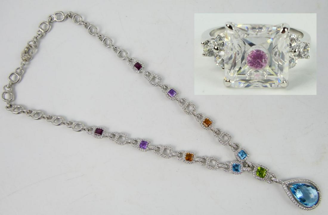 STERLING AND GEMSTONE NECKLACE AND RING (1 of 7)