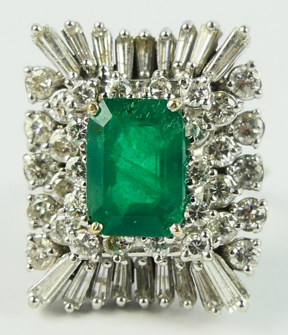 IMPORTANT 18KT W.G 2CT EMERALD AND 3CT DIAMOND RING (1 of 3)