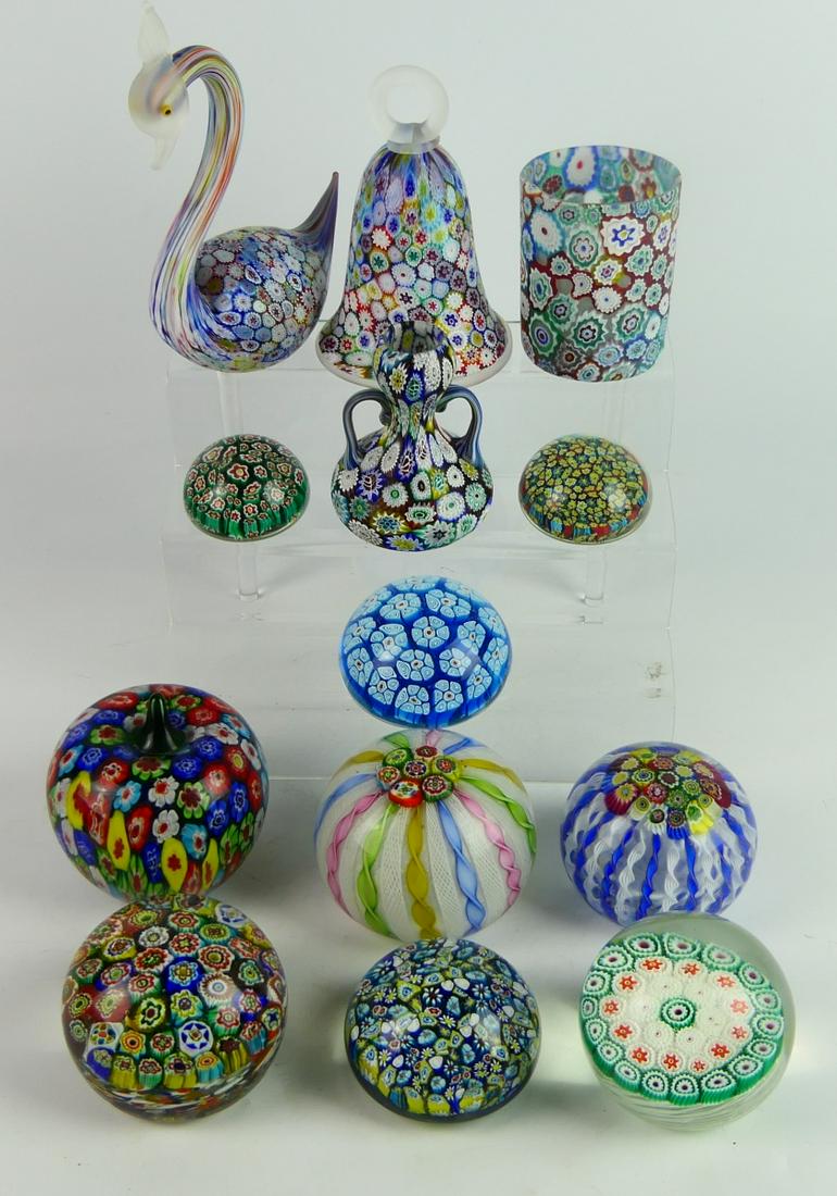 (13PCS) MILLEFIORI GLASS PAPERWEIGHTS & OBJECTS (1 of 5)