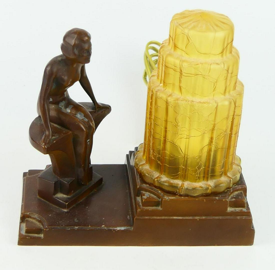 ART DECO BRONZE TABLE LAMP CZECH GLOBE (1 of 4)