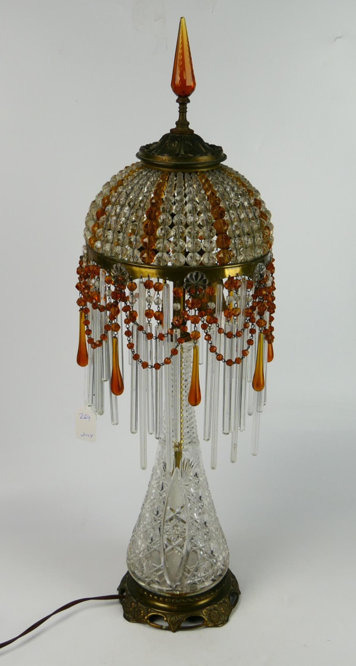 BOHEMIAN VINTAGE TEAR DROP GLASS DOME TABLE LAMP (1 of 5)