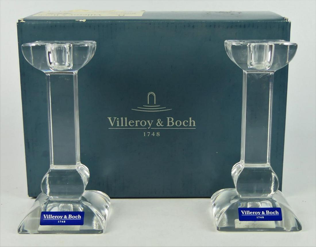 VILLEROY & BOCH CRYSTAL 6" CANDLESTICKS W/ BOX (1 of 4)