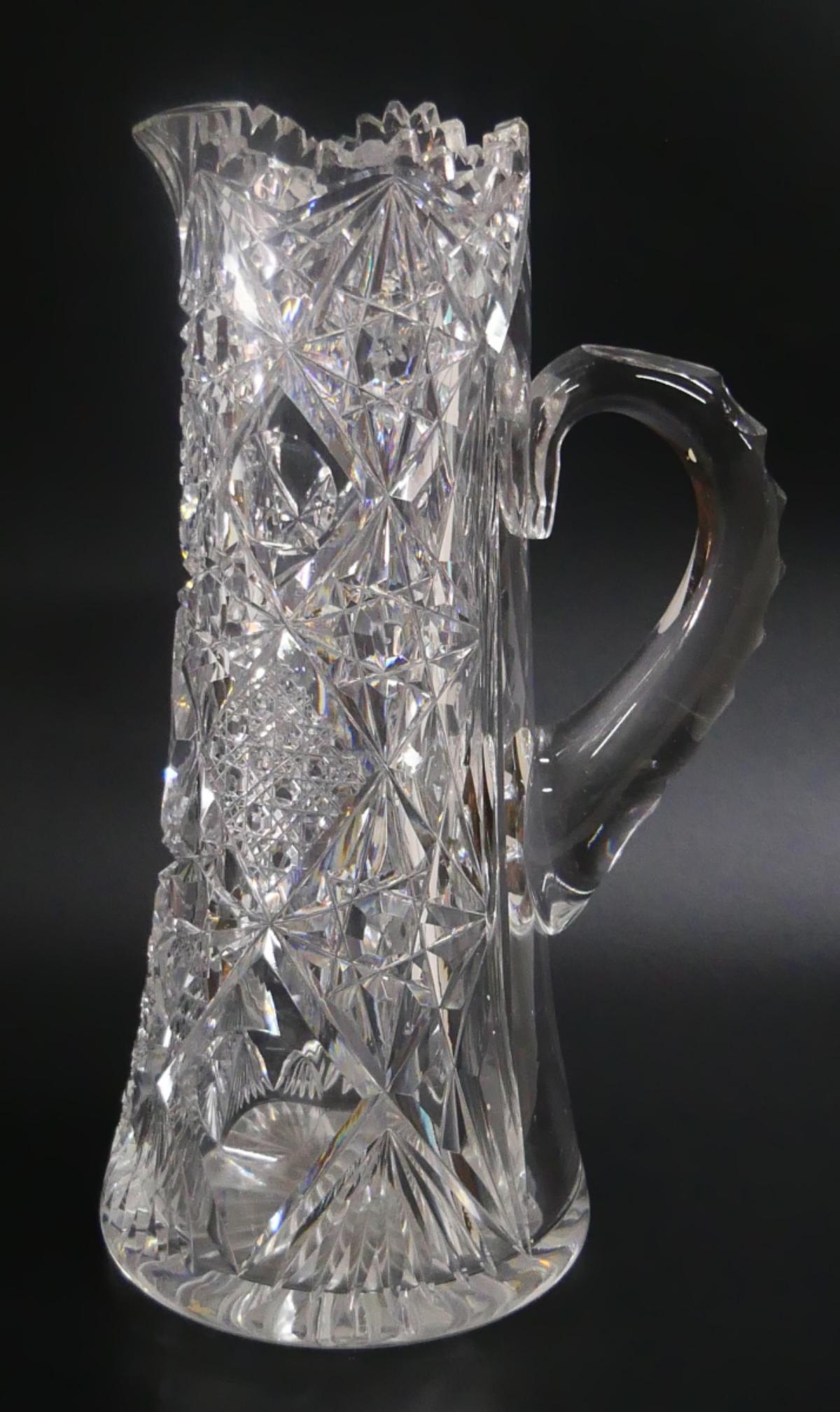 ANTIQUE CUT CRYSTAL 12" PITCHER (1 of 3)
