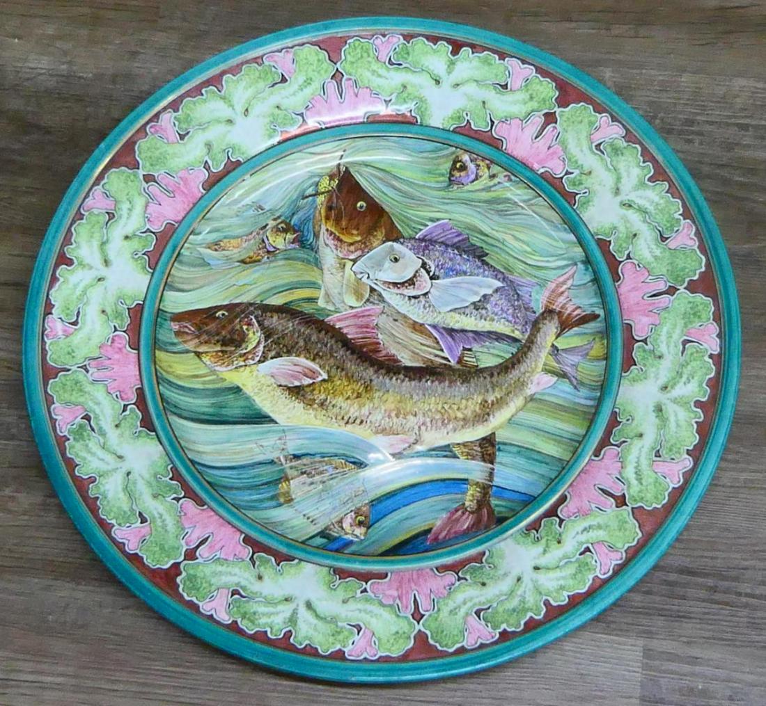 ANTIQUE FAIENCE HAND PAINTED POTTERY CHARGER (1 of 2)