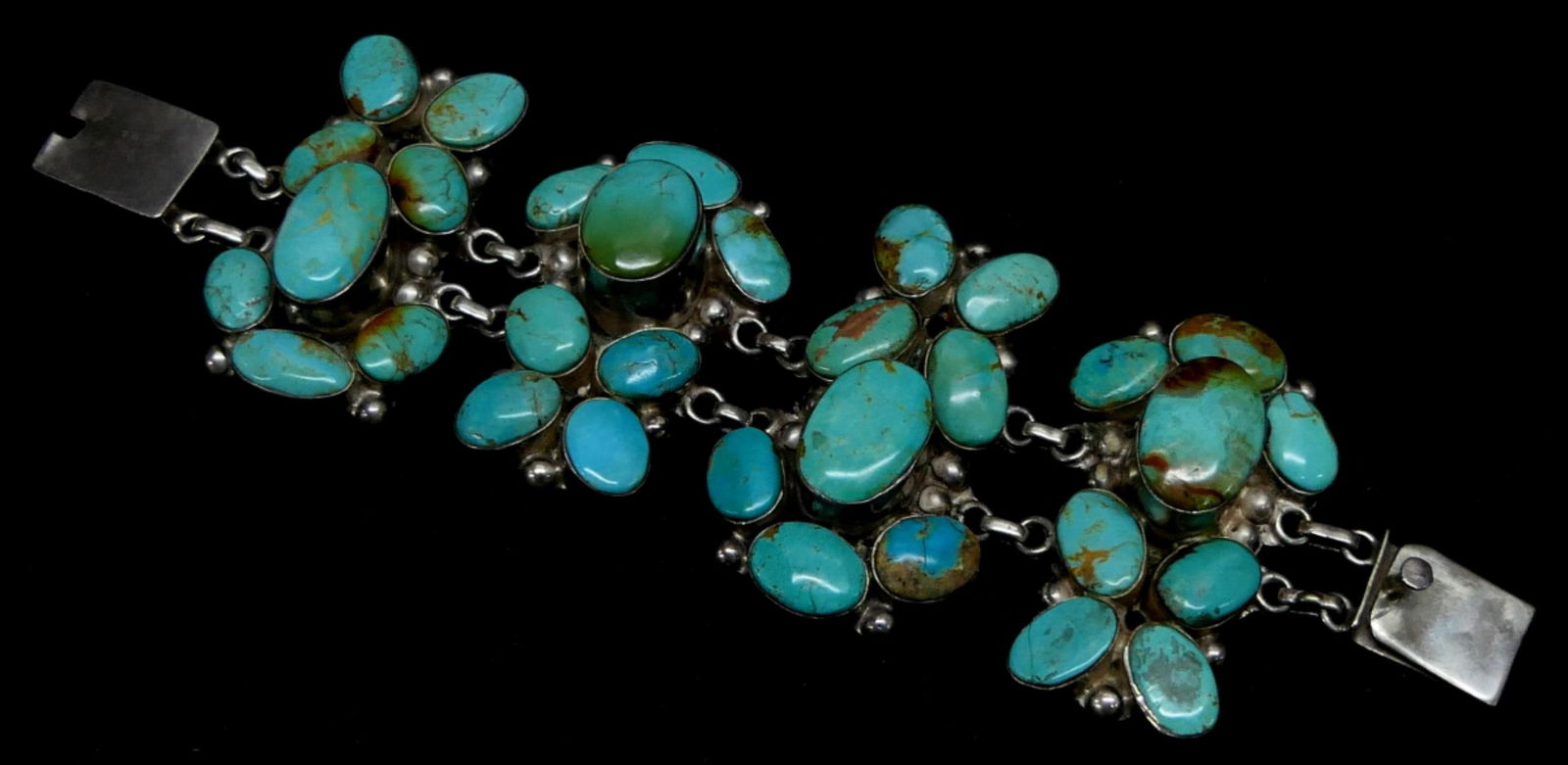 NAVAJO INDIAN SILVER AND TURQUOISE BRACELET (1 of 6)