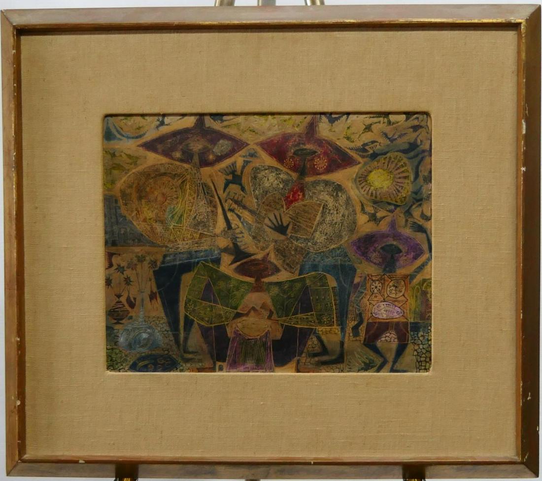 REX CLAWSON, ABSTRACTED FIGURES, MIXED MEDIA, 1953 (1 of 4)