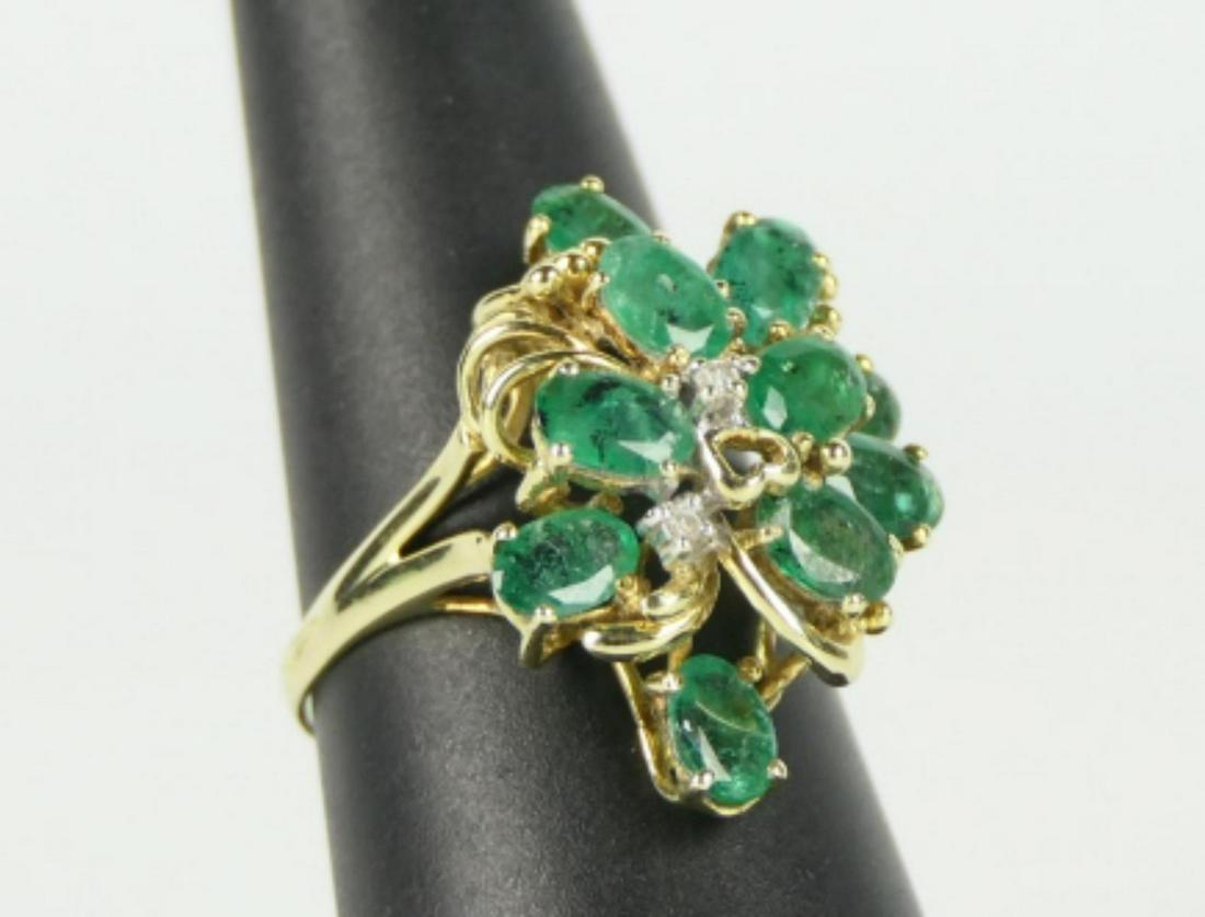 14KT YELLOW GOLD DIAMOND & EMERALD COCKTAIL RING (1 of 4)