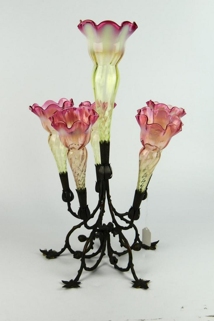 VICTORIAN ENGLISH VASELINE TO RUBY EPERGNE (1 of 5)