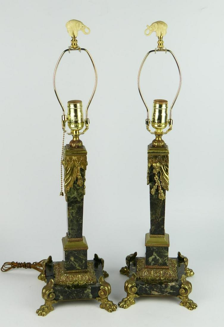 PAIR OF EMPIRE STYLE BRONZE MOUNTED TABLE LAMPS (1 of 4)