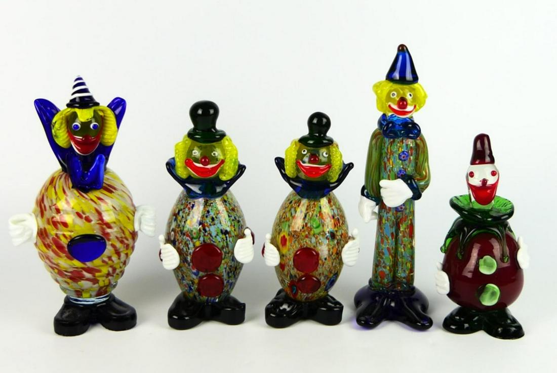 LOT OF (5) MURANO GLASS CLOWNS (1 of 6)
