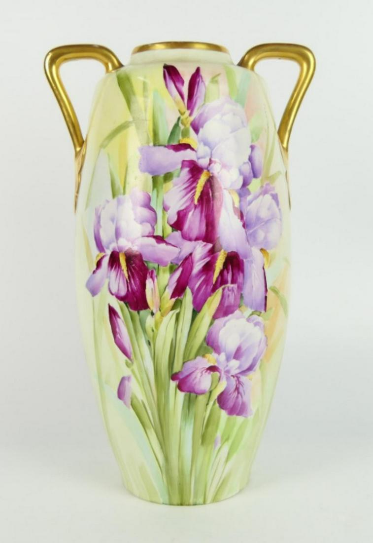 LARGE HAND PAINTED PORCELAIN FLORAL VASE (1 of 6)
