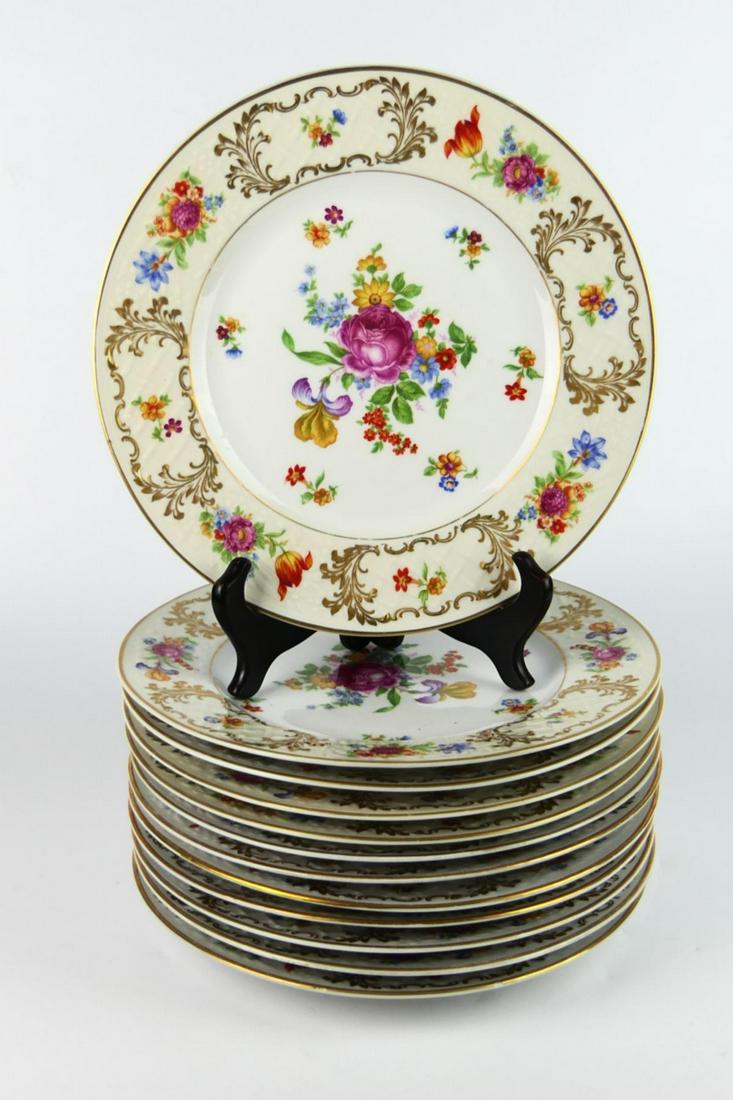 SET OF (12) VINTAGE BAVARIAN FLORAL DINNER PLATES (1 of 4)