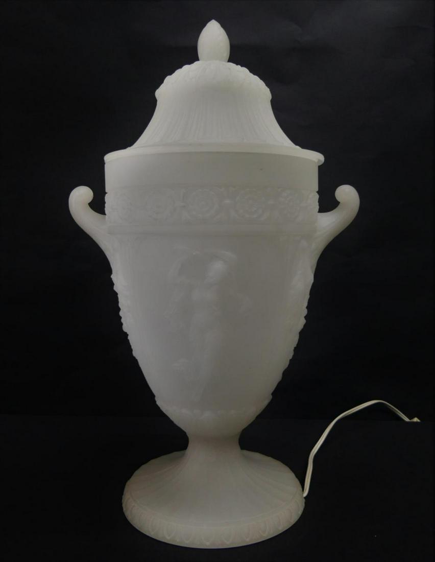 MID-CENTURY MARBLE GLASS COVERED URN TABLE LAMP (1 of 8)