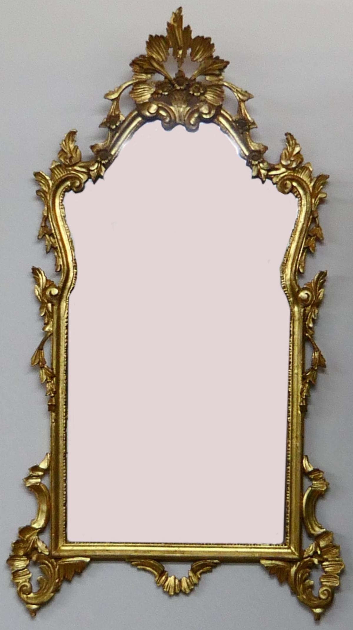ITALIAN ROCOCO STYLE GESSO GILT WOOD WALL MIRROR (1 of 4)