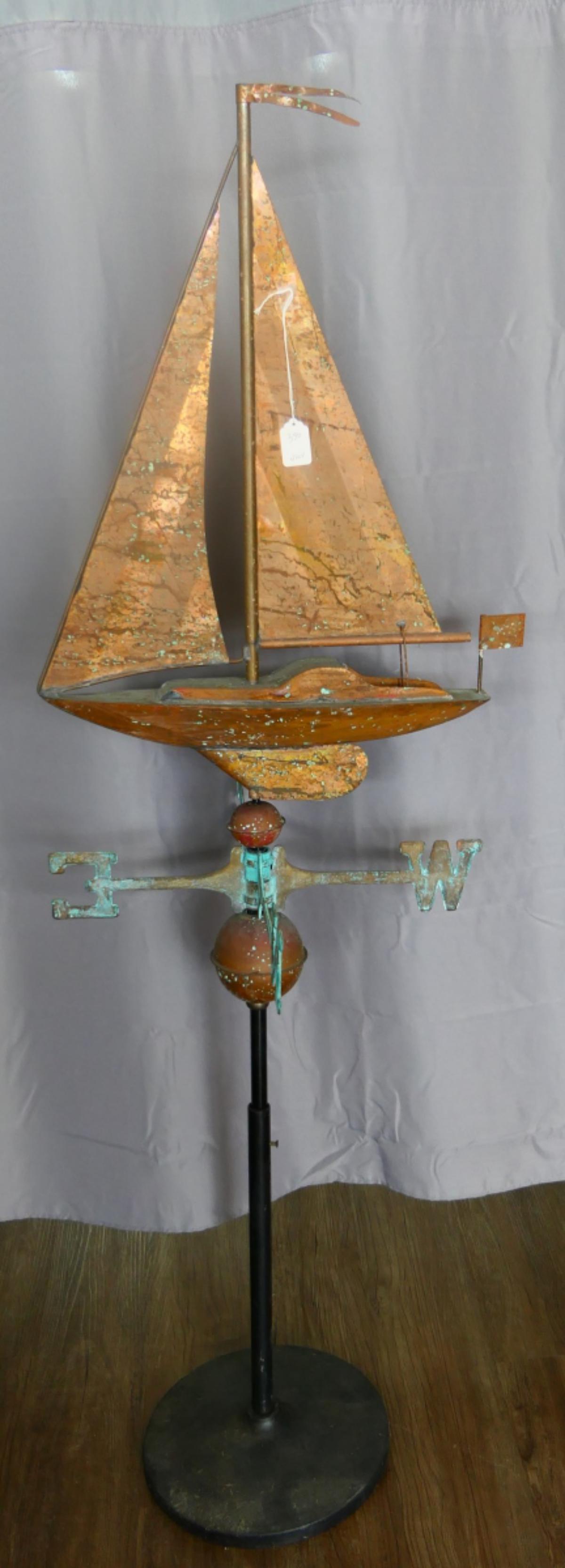 LARGE VINTAGE WEATHER VANE WITH SAIL BOAT (1 of 4)