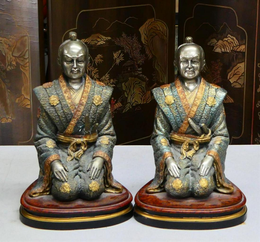 Pr JAPANESE POLYCHROME BRONZE SAMURAI SCULPTURES (1 of 7)