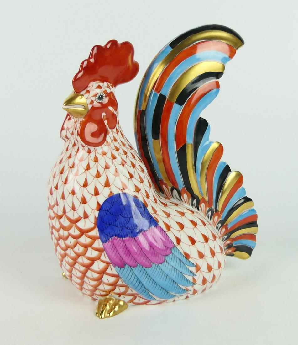HEREND ORANGE FISHNET LARGE PORCELAIN ROOSTER (1 of 4)
