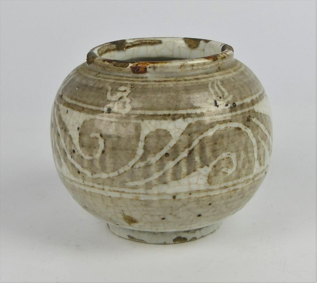 ANTIQUE GLAZED KOREAN 4" VASE / BOWL: ANTIQUE GLAZED KOREAN 4" VASE / BOWL