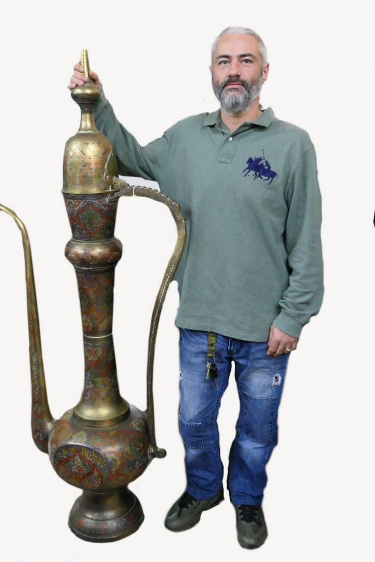 Vtg ENAMELED PALATIAL PERSIAN STYLE FLOOR PITCHER (1 of 6)