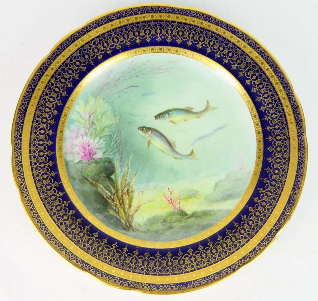 MINTON  SIGNED A.H. WRIGHT 9" FISH  CHARGER (1 of 4)