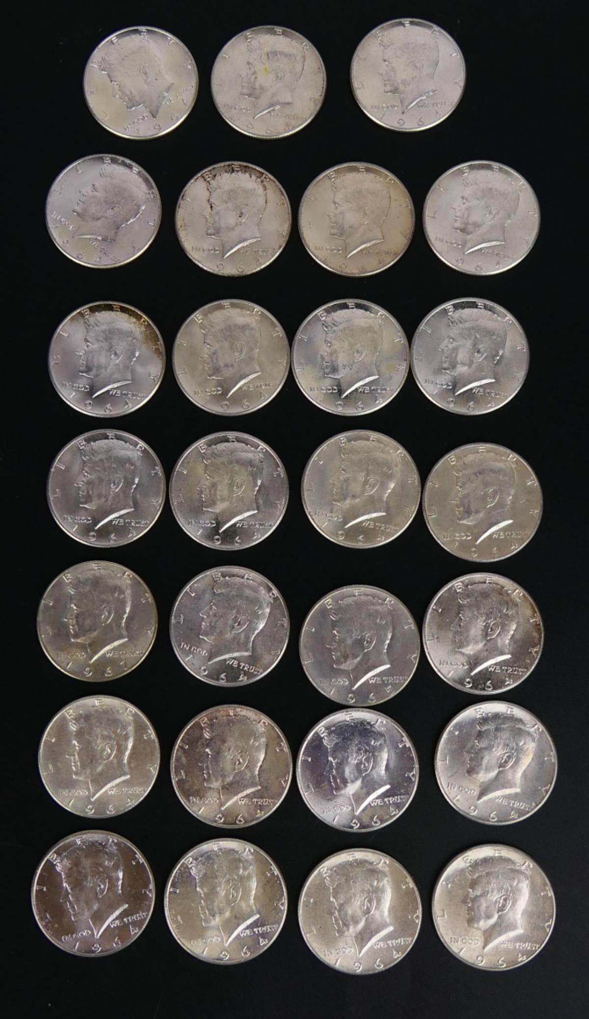 (27) 1964 KENNEDY HALF DOLLARS 10.71 OZT (1 of 5)