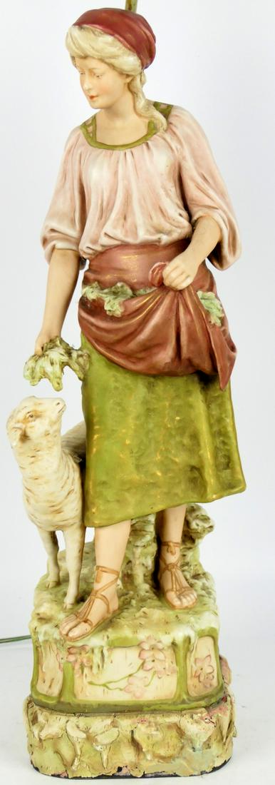 ANTIQUE ROYAL DUX CZECH PORCELAIN FIGURAL LAMP (1 of 6)