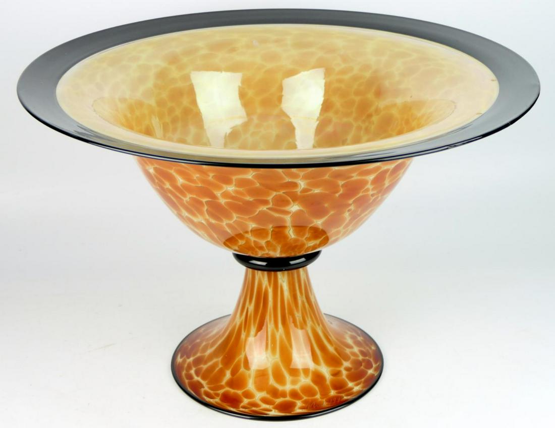 HUGE STUDIO ART GLASS 13" X 19" COMPOTE: HUGE STUDIO ART GLASS 13" X 19" COMPOTE