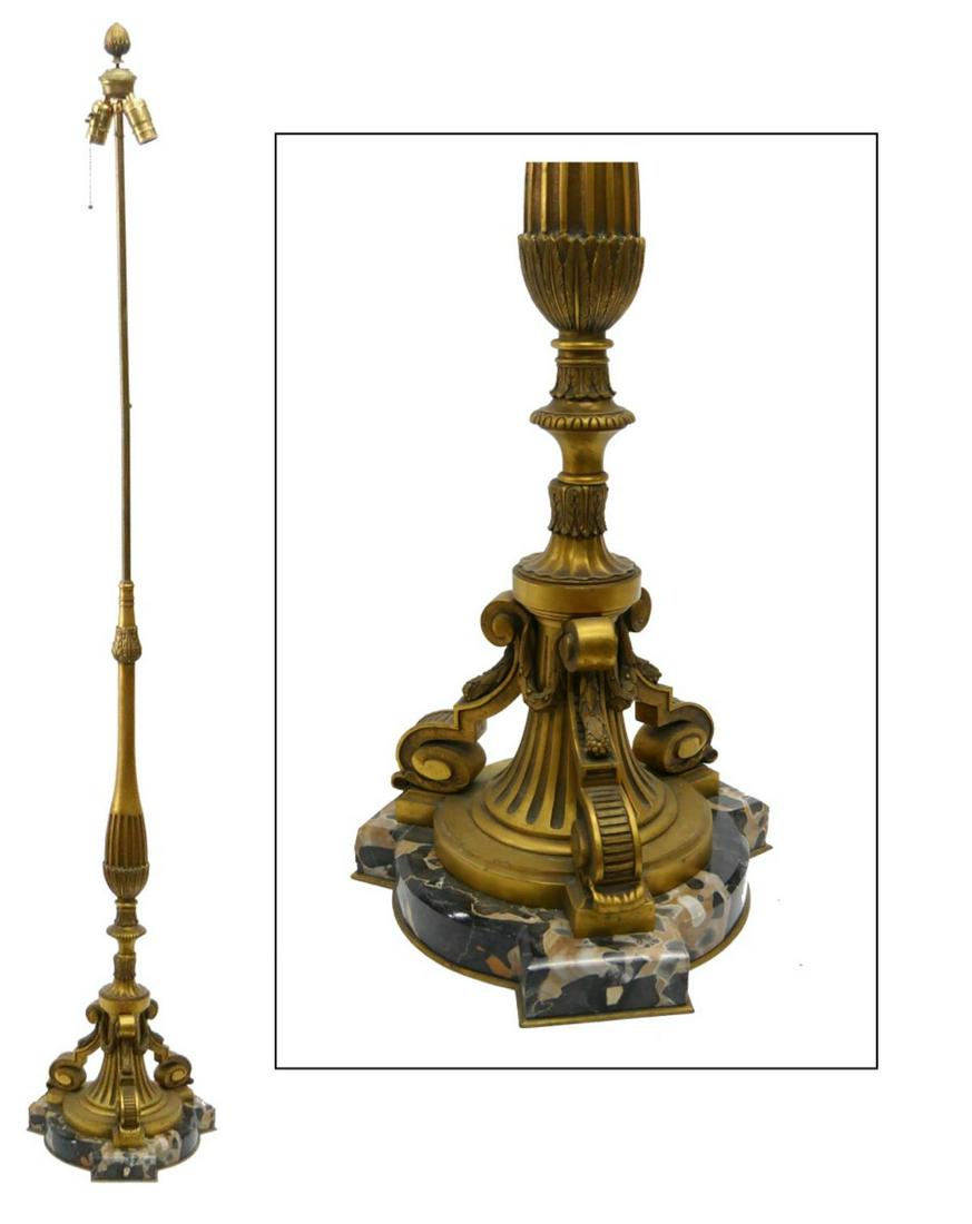 ANTIQUE FINE BRONZE FRENCH 65" FLOOR ORNATE LAMP (1 of 6)